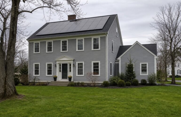 Connecticut colonial home with rooftop solar for an RRES installer guide.