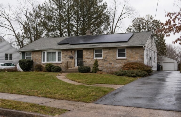 Pennsylvania suburban house with rooftop solar for a net metering and SREC guide.