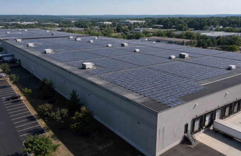 Connecticut commercial warehouse rooftop solar array for an NRES Year 5 bid story.