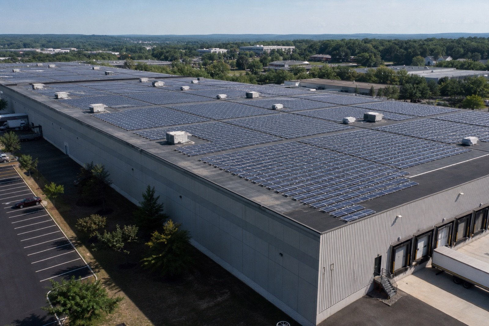 Connecticut commercial warehouse rooftop solar array for an NRES Year 5 bid story.
